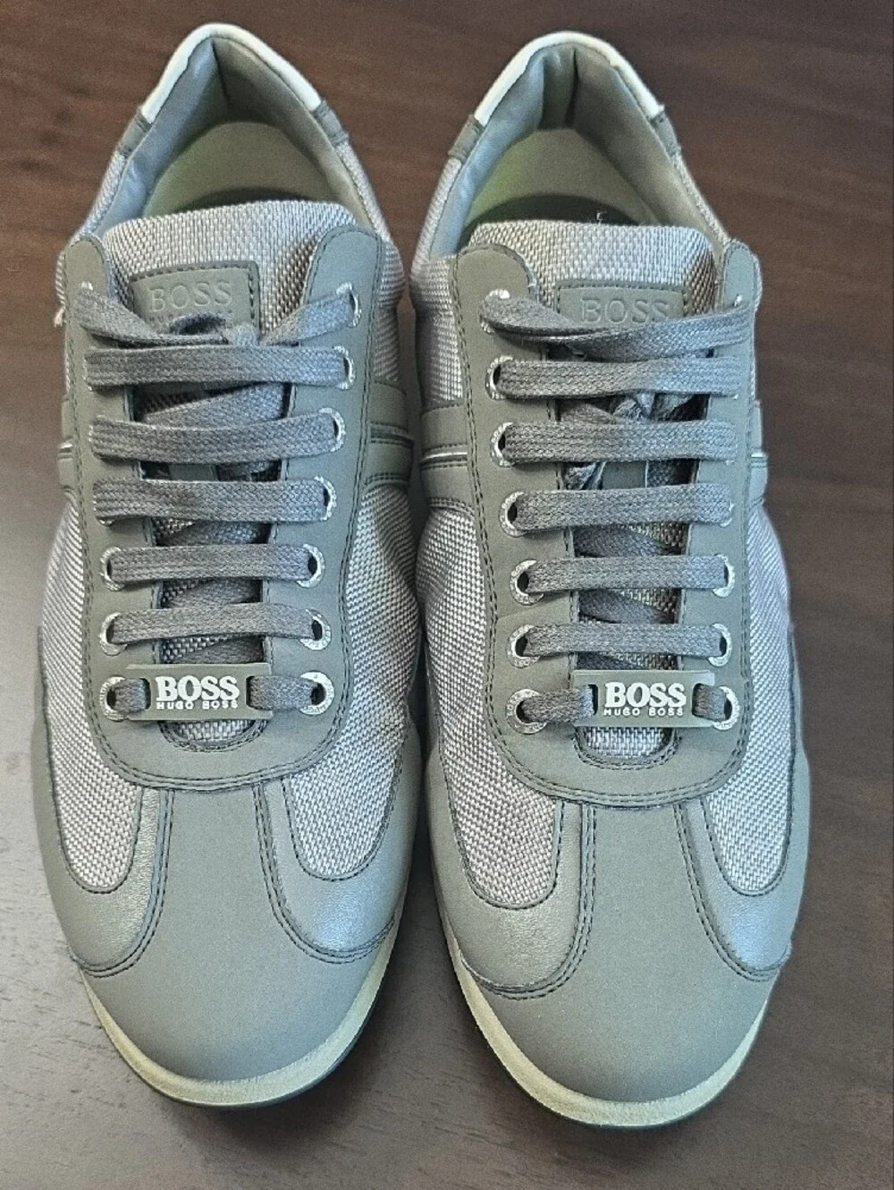 Boss Men's Gray Low-Top Lace-Up Sneakers
